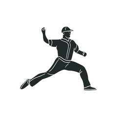 Fototapeta na wymiar Pitcher Baseball Icon Silhouette Illustration. Men Sport Vector Graphic Pictogram Symbol Clip Art. Doodle Sketch Black Sign.