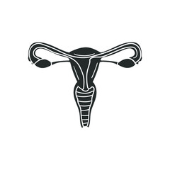 Reproductive Female Icon Silhouette Illustration. Uterus Vector Graphic Pictogram Symbol Clip Art. Doodle Sketch Black Sign.