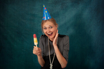 woman with ice cream stick