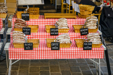 Saucisson stand on the traditional Aix en Provence food market