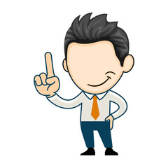 Young business man smiling happy and positive, thumb up with finger doing approval sign concept in cartoon style