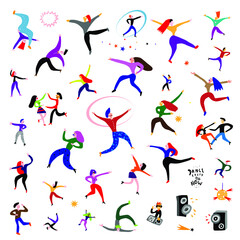 dancing people , musical party - vector illustration , cartoon set