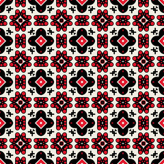 Seamless Geometric Black Red and Cream Pattern Illustration