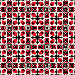 Seamless Geometric Black Red and Cream Pattern Illustration
