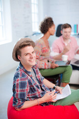 Obraz premium Businessman smiling in meeting