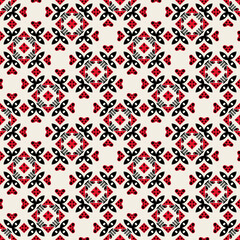 Fototapeta na wymiar Seamless Geometric Black Red and Cream Pattern Illustration