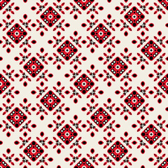 Seamless Geometric Black Red and Cream Pattern Illustration