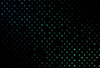 Dark blue, green vector background with cards signs.