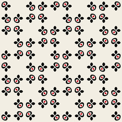 Seamless Geometric Black Red and Cream Pattern Illustration