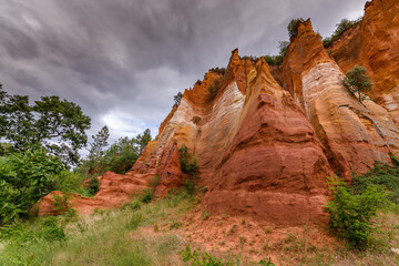 Luberon ocher near the village of Roussillon. Geological wonder in Provence.