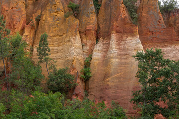 Luberon ocher near the village of Roussillon. Geological wonder in Provence.
