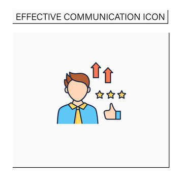 Self efficacy color icon. Faith in capabilities. Productivity, efficiency in work. Strong personality.Perfect interlocutor. Effective communication concept. Isolated vector illustration