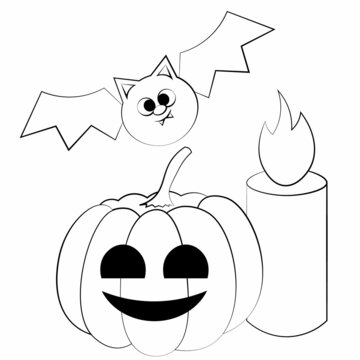 Mini set with Bat, Pumpkin and candle in black and white