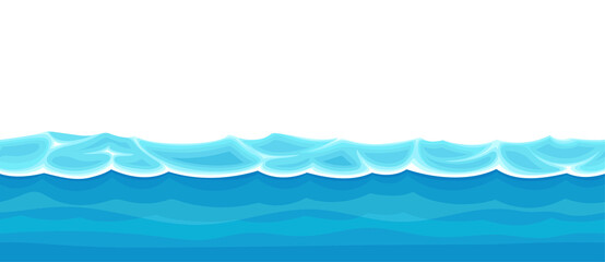 Blue Water Surface with Curved Waves Vector Illustration