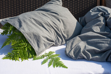 Sleep Pillow with fern leaves. Herbal pillow for healthy sleeping. Tradicional Ear ache remedy.