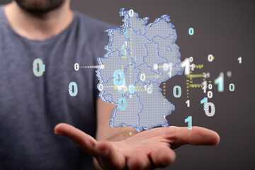 Abstract of germany map network, internet and global connection concept