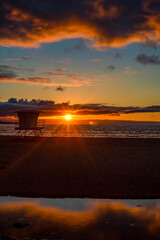  Red sunset at the beach