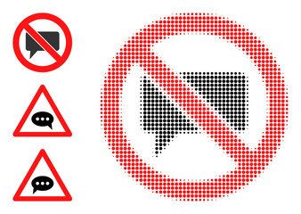 Halftone forbidden opinion. Dotted forbidden opinion designed with small round pixels. Vector illustration of forbidden opinion icon on a white background. Halftone pattern contains round pixels.