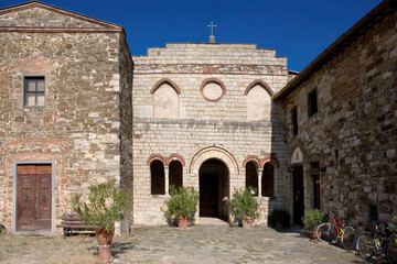 Fototapeta premium The little 12th century Romanesque church of San Cresci, near Greve in Chianti, Tuscany, Italy