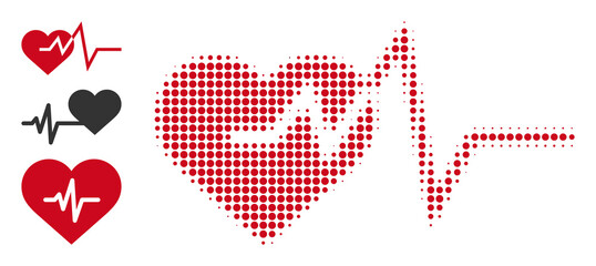 Halftone cardiology. Dotted cardiology generated with small round elements. Vector illustration of cardiology icon on a white background. Halftone pattern contains round points.