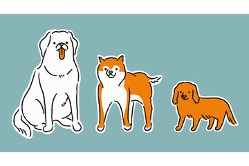 大型・中型・小型の犬（シンプル）