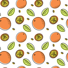 Vector seamless fruit pattern in flat style