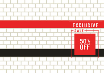 Brick wall sale promotional banner. Vector illustration