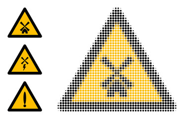 Halftone tower mill warning. Dotted tower mill warning generated with small round pixels. Vector illustration of tower mill warning icon on a white background. Halftone pattern contains round pixels.