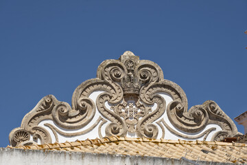 detail of the volutes of the pediment of the Church of Saint Anthony of Lagos, Algarve Portugal