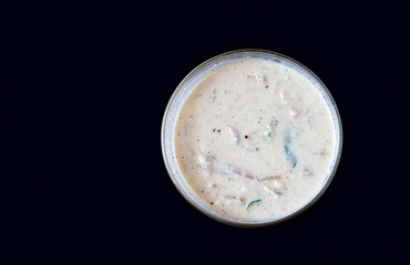 Kerala Special Side Dish Pachadi. Other Names Of Pachadi Dish Are Raitha, Olan, Kichadi. Black Background