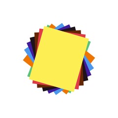 Origami colorful paper. Stack of colored paper. Vector illustration. Stack of Notepad. Top view paper.