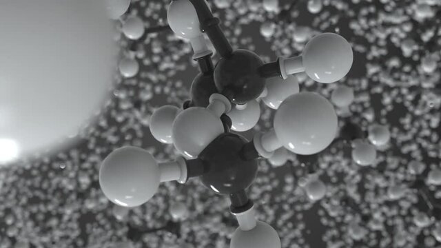 Ethane molecule, conceptual molecular model. Chemical looping 3d animation