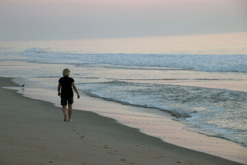 walking on the beach