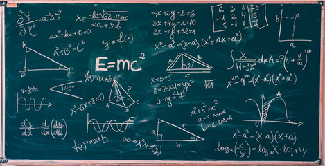 Blackboard with math lesson written on it