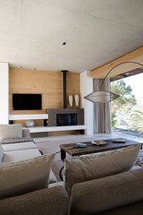 Sofa and coffee table in modern living room