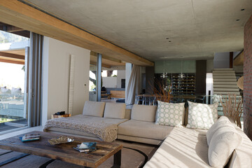 Sofa and coffee table in modern living room