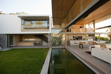 Backyard of modern house