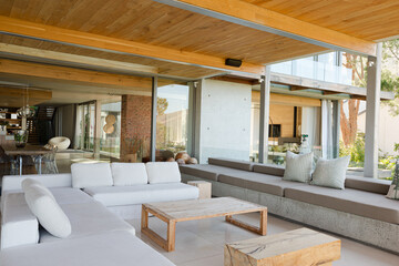 Sofas and tables on modern patio