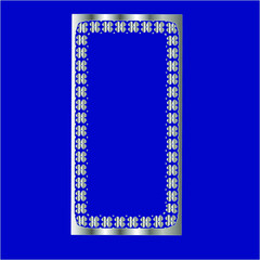  silver frame for design template. Elegant element for design in Eastern style, place for text.on a blue background. Lace vector illustration for invitations and greeting cards.