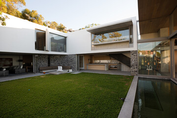 Backyard of modern house