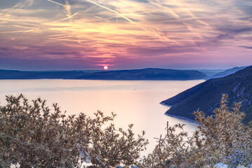 scenic sunset over the adriatic sea at cres island