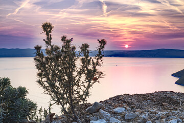 scenic view of the sunset over the adriatic sea at cres island