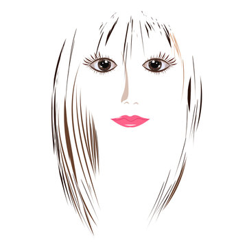 Lady, image, head, strokes, brushstroke, red lips - drawing, art - vector
