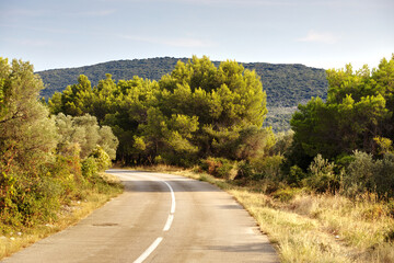 scenic road on cres island in the adriatic sea
