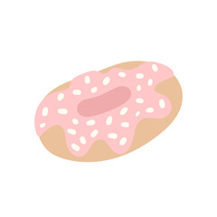 cute hand-drawn donut with sprinkles. vector image isolated on a white background