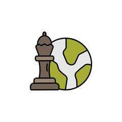 chess, planet line colored icon. Signs and symbols can be used for web, logo, mobile app, UI, UX