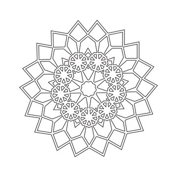 Floral Straight Lined Mandala. Trendy Tattoo Template. Coloring Pages.