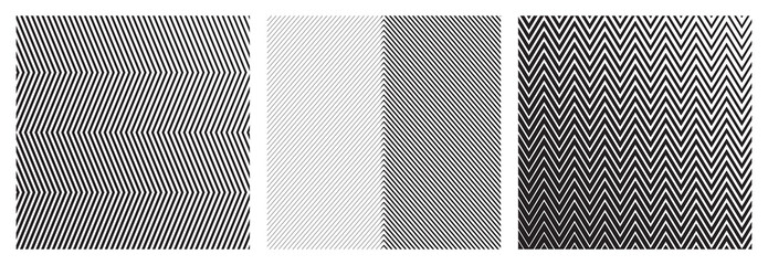 Set of Oblique Edgy Zigzag Lines Pattern in Vector
