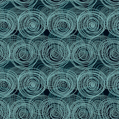 seamless pattern with blue abstract spirals, hand-drawn in blue and blue tones, modern fashionable background design