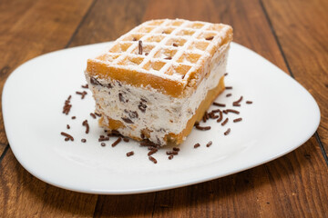 Belgium waffles with whipped cream